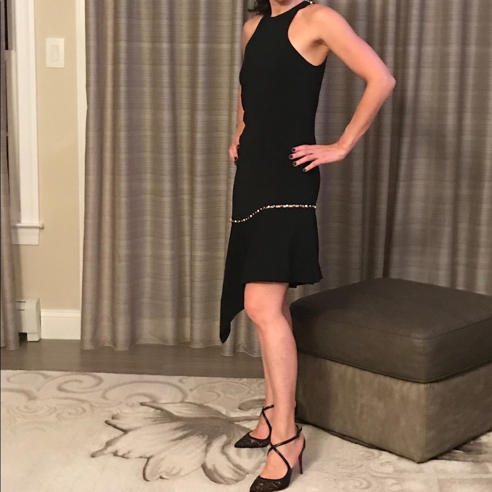 JONATHAN SIMKHAI PEARLY STUDDED ASYMMETRIC SLEEVELESS DRESS, SIZE 2